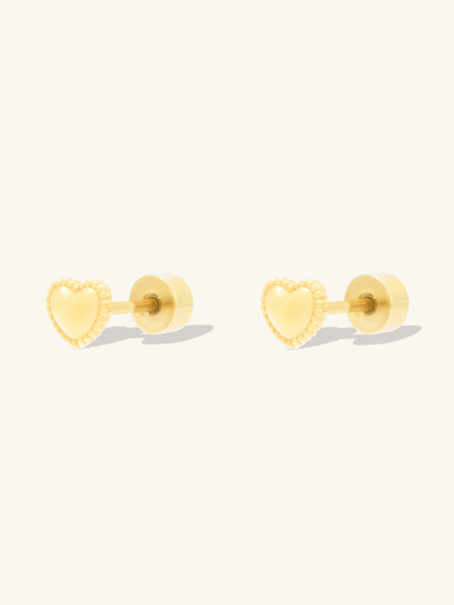 Heart Gold Flat Back Earrings | Wanderlust + Co