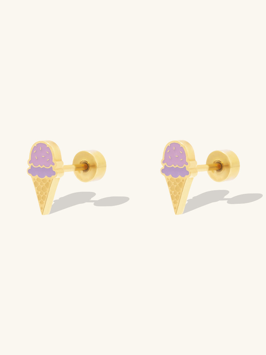 Ice Cream Gold Flat Back Earrings | Wanderlust + Co