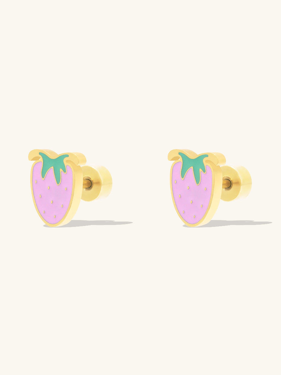 Strawberry Gold Flat Back Earrings | Wanderlust + Co