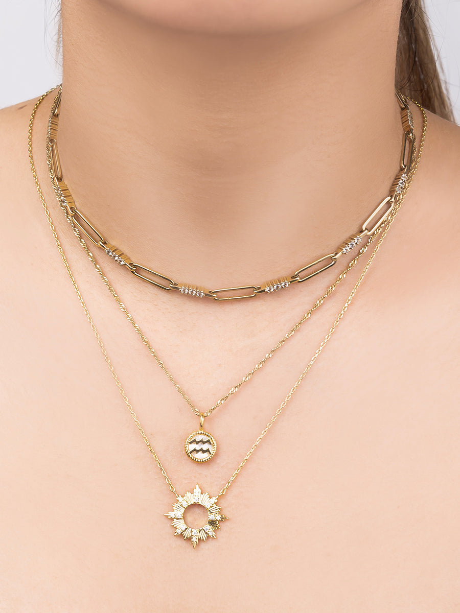 Aquarius Zodiac Mother of Pearl 14K Gold Vermeil Pendant | Wanderlust + Co