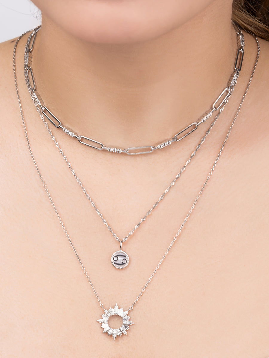Cancer Zodiac Mother of Pearl 925 Sterling Silver Pendant | Wanderlust + Co
