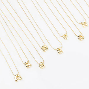 Petite Alphabet Bubble Gold Necklace