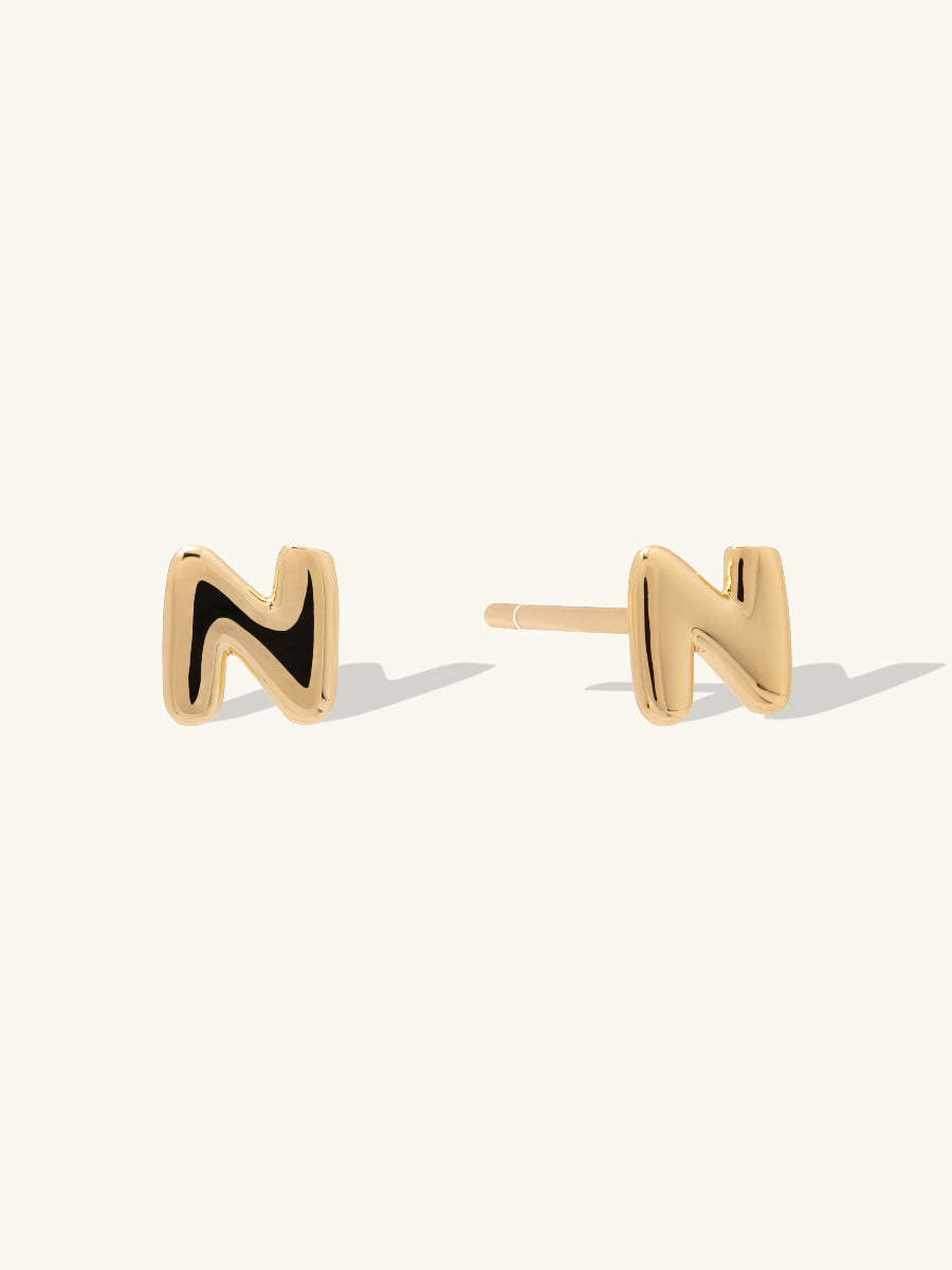 Alphabet Bubble Gold Stud Earrings | Wanderlust + Co