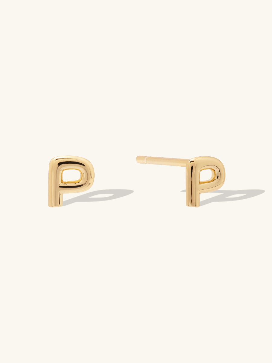 Alphabet Bubble Gold Stud Earrings | Wanderlust + Co