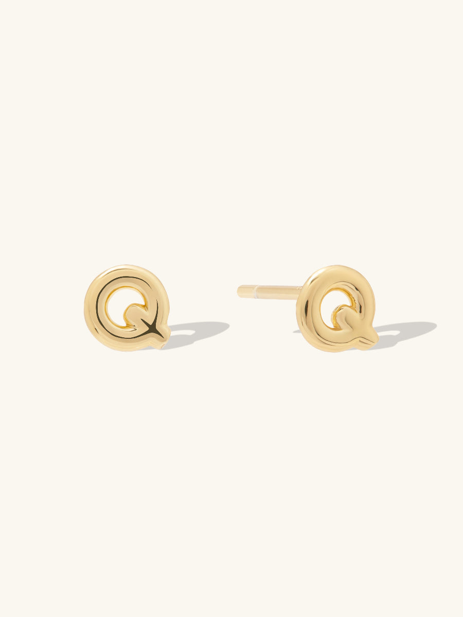 Alphabet Bubble Gold Stud Earrings | Wanderlust + Co