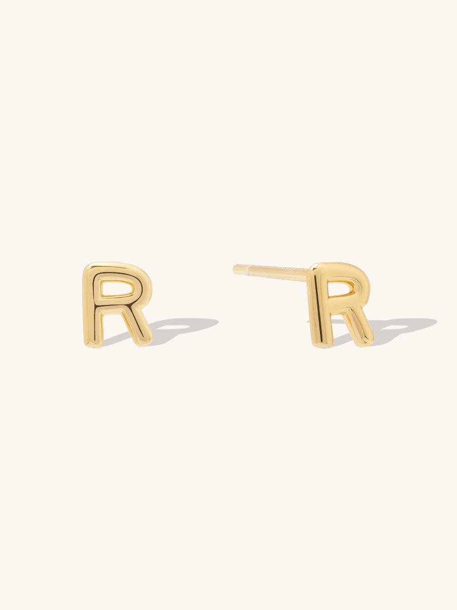 Alphabet Bubble Gold Stud Earrings | Wanderlust + Co