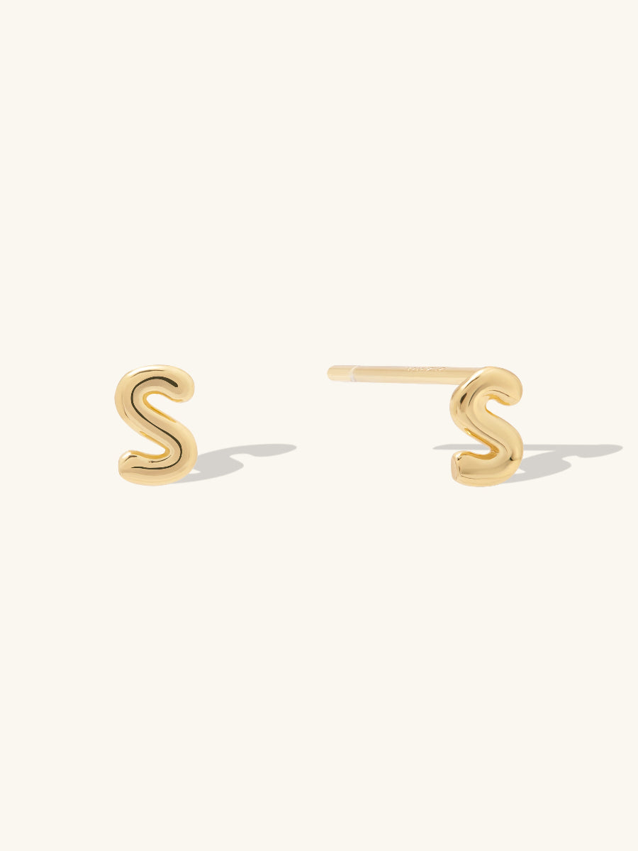 Alphabet Bubble Gold Stud Earrings | Wanderlust + Co