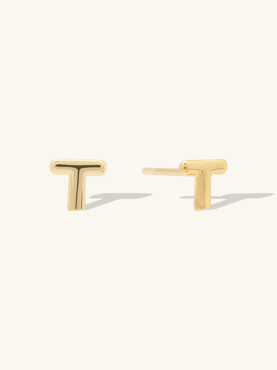 Alphabet Bubble Gold Stud Earrings | Wanderlust + Co