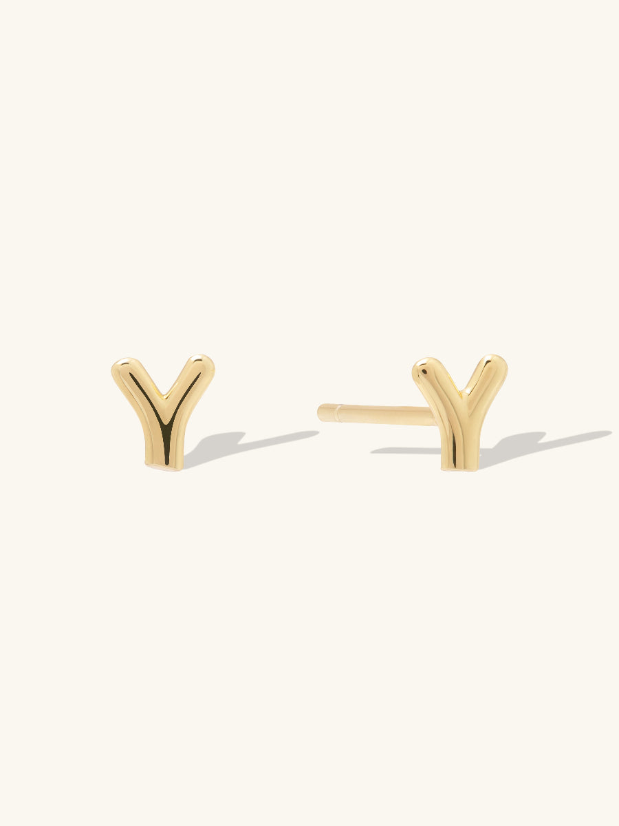 Alphabet Bubble Gold Stud Earrings | Wanderlust + Co