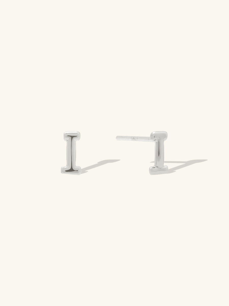 Alphabet Bubble Silver Stud Earrings | Wanderlust + Co