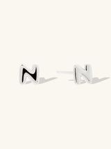 Alphabet Bubble Silver Stud Earrings