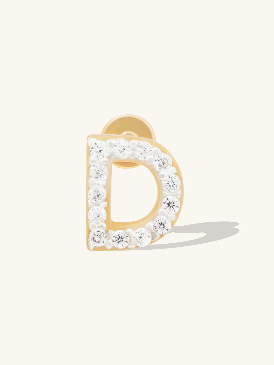 Alphabet Pave Gold Flat Back Earring | Wanderlust + Co