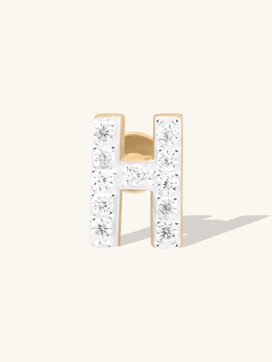 Alphabet Pave Gold Flat Back Earring | Wanderlust + Co