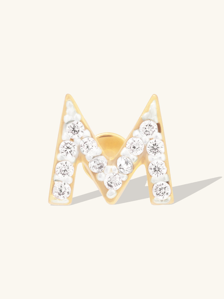 Alphabet Pave Gold Flat Back Earring | Wanderlust + Co