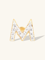 Alphabet Pave Gold Flat Back Earring | Wanderlust + Co