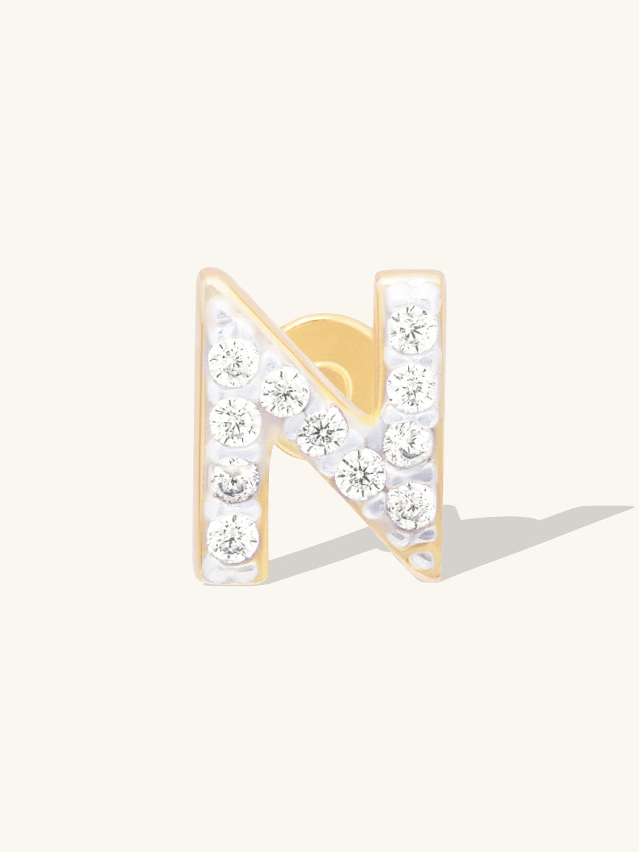 Alphabet Pave Gold Flat Back Earring | Wanderlust + Co