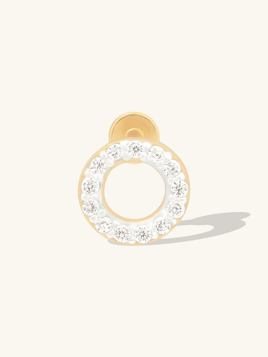 Alphabet Pave Gold Flat Back Earring | Wanderlust + Co