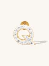 Alphabet Pave Gold Flat Back Earring | Wanderlust + Co