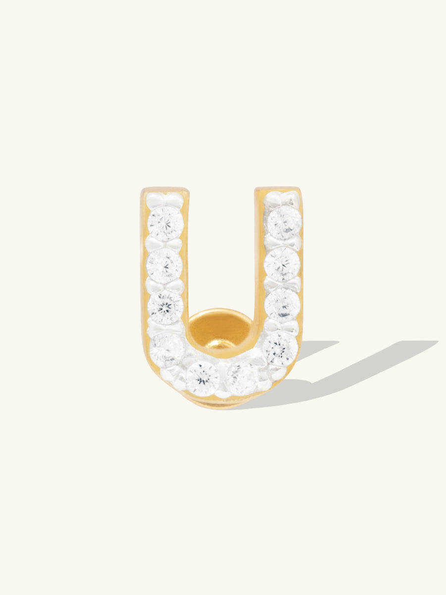 Alphabet Pave Gold Flat Back Earring | Wanderlust + Co