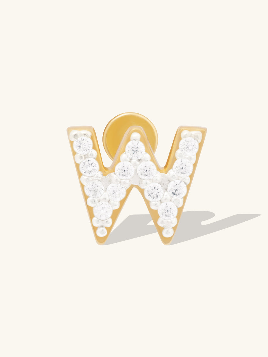 Alphabet Pave Gold Flat Back Earring | Wanderlust + Co