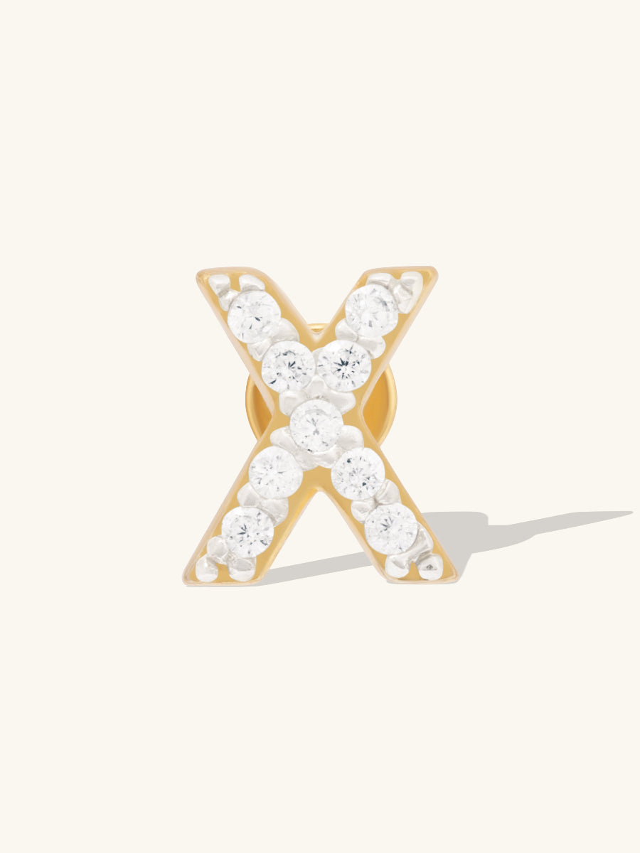 Alphabet Pave Gold Flat Back Earring | Wanderlust + Co