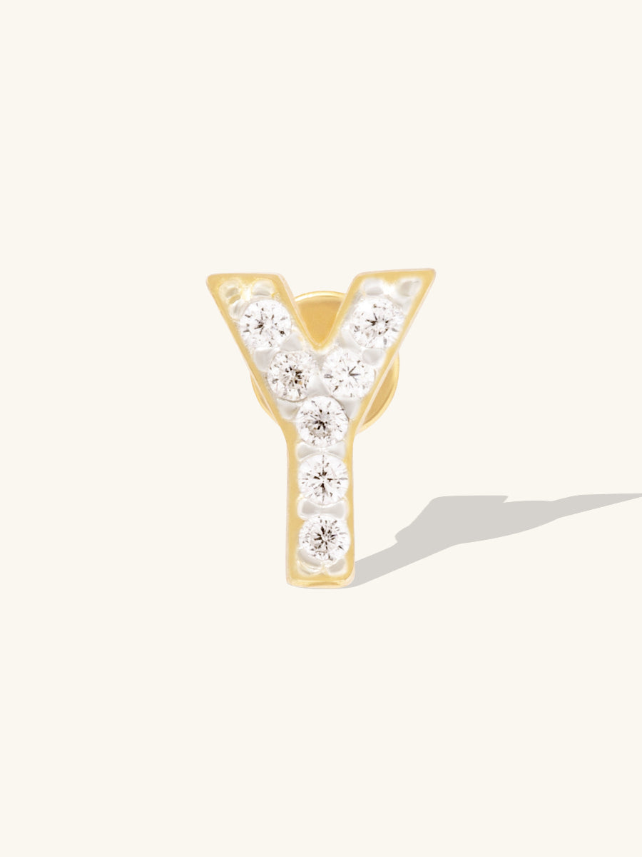 Alphabet Pave Gold Flat Back Earring | Wanderlust + Co