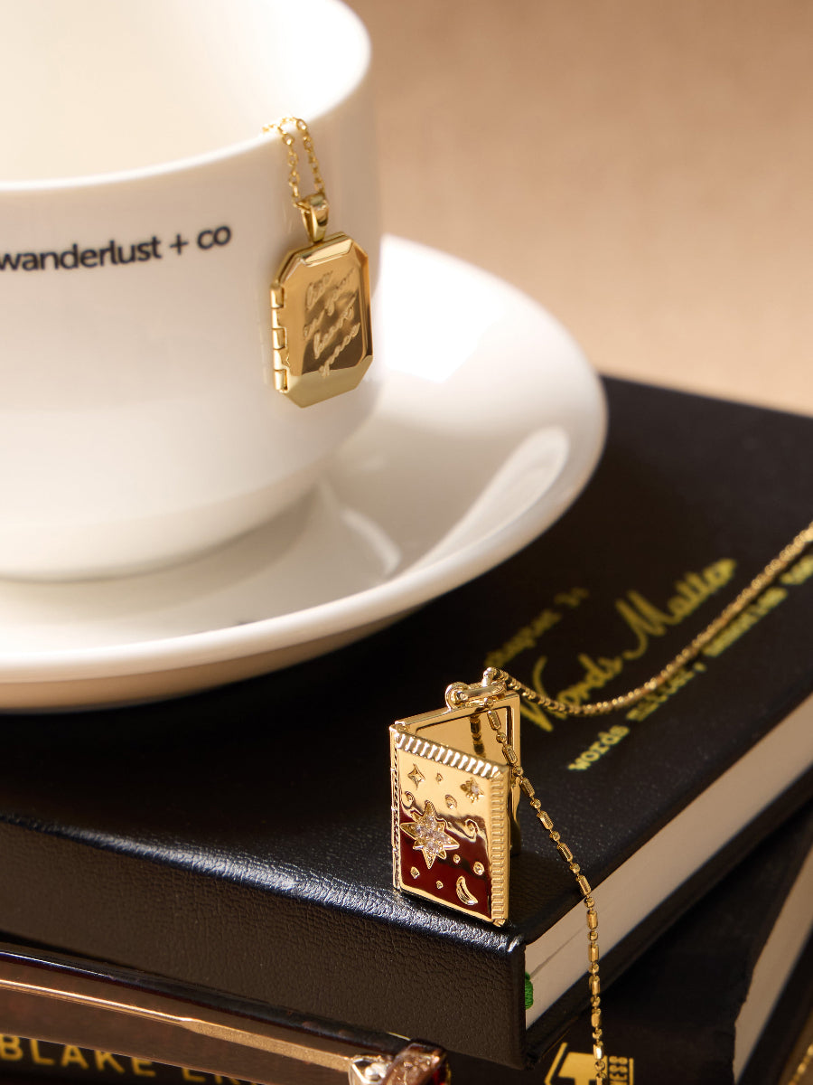 Fly Me To The Moon Gold Locket Necklace | Wanderlust + Co