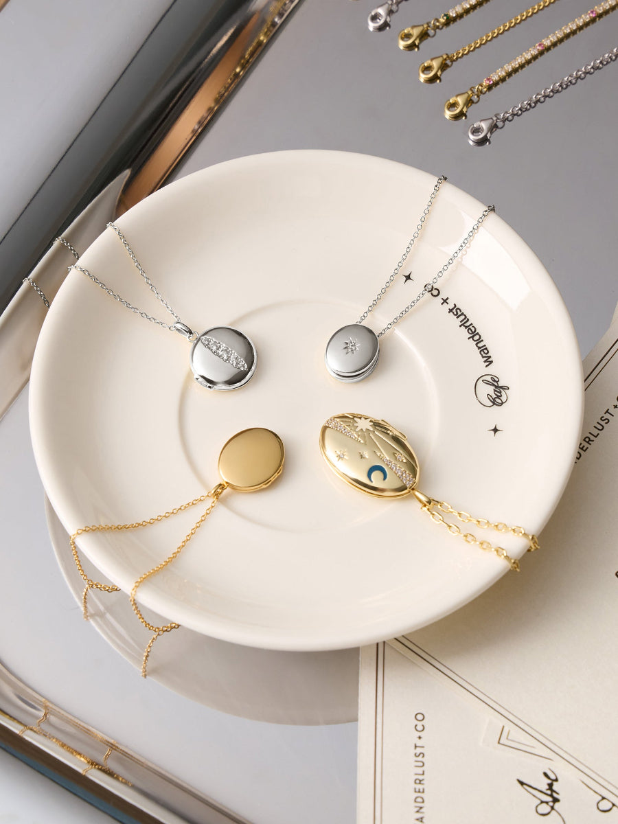 Falling Star Heirloom Silver Locket Necklace | Wanderlust + Co