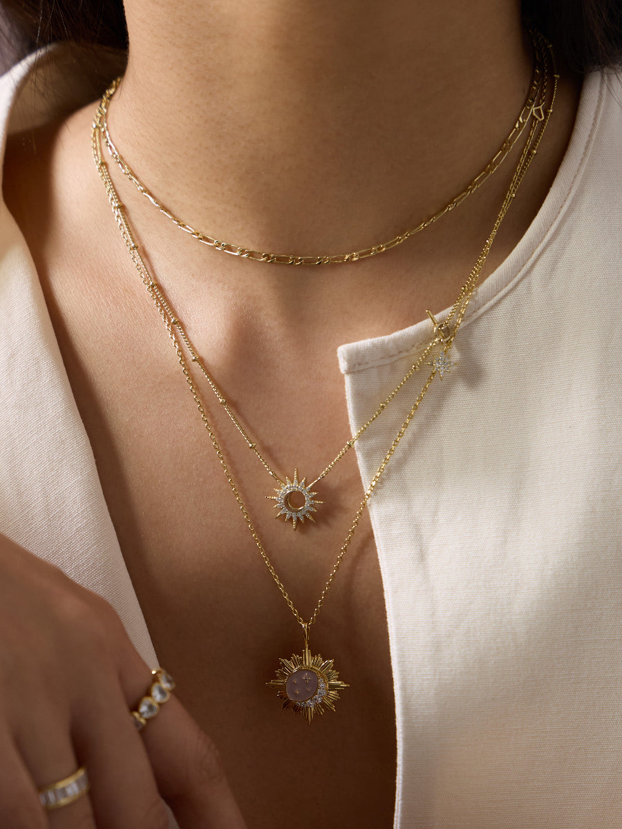 Moonlit Taupe & Gold Locket Necklace | Wanderlust + Co