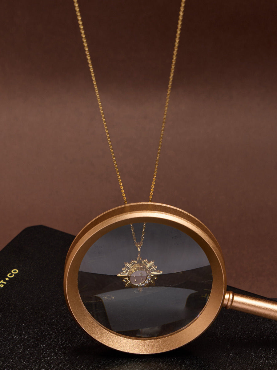 Moonlit Taupe & Gold Locket Necklace | Wanderlust + Co