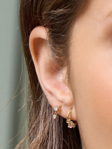 Heart Sapphire 14K Solid Gold Clicker Hoop Earring | Wanderlust + Co