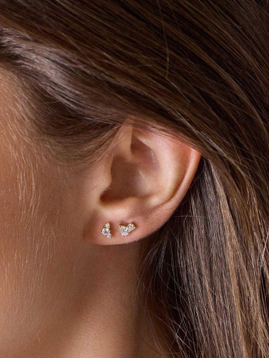 Diamond Duo 14K Solid Gold Flat Back Earring | Wanderlust + Co