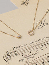 Cluster Diamond & Moonstone 14K Solid Gold Necklace | Wanderlust + Co