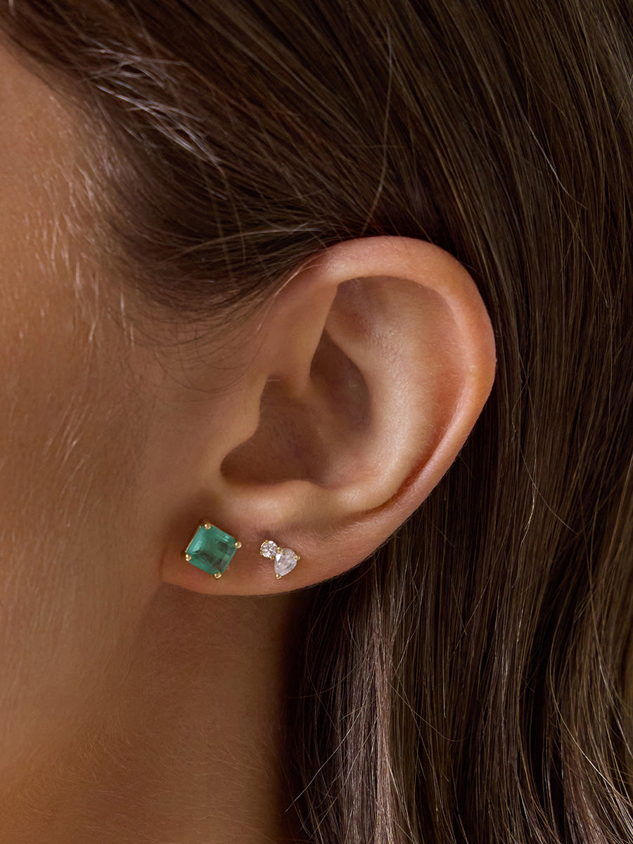 Emerald Quartz 14K Solid Gold Stud Earrings | Wanderlust + Co