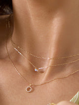 Cluster Diamond & Moonstone 14K Solid Gold Necklace | Wanderlust + Co