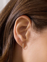 Classic Diamond Pave 14K Solid Gold 8mm Baby Huggie Earrings | Wanderlust + Co