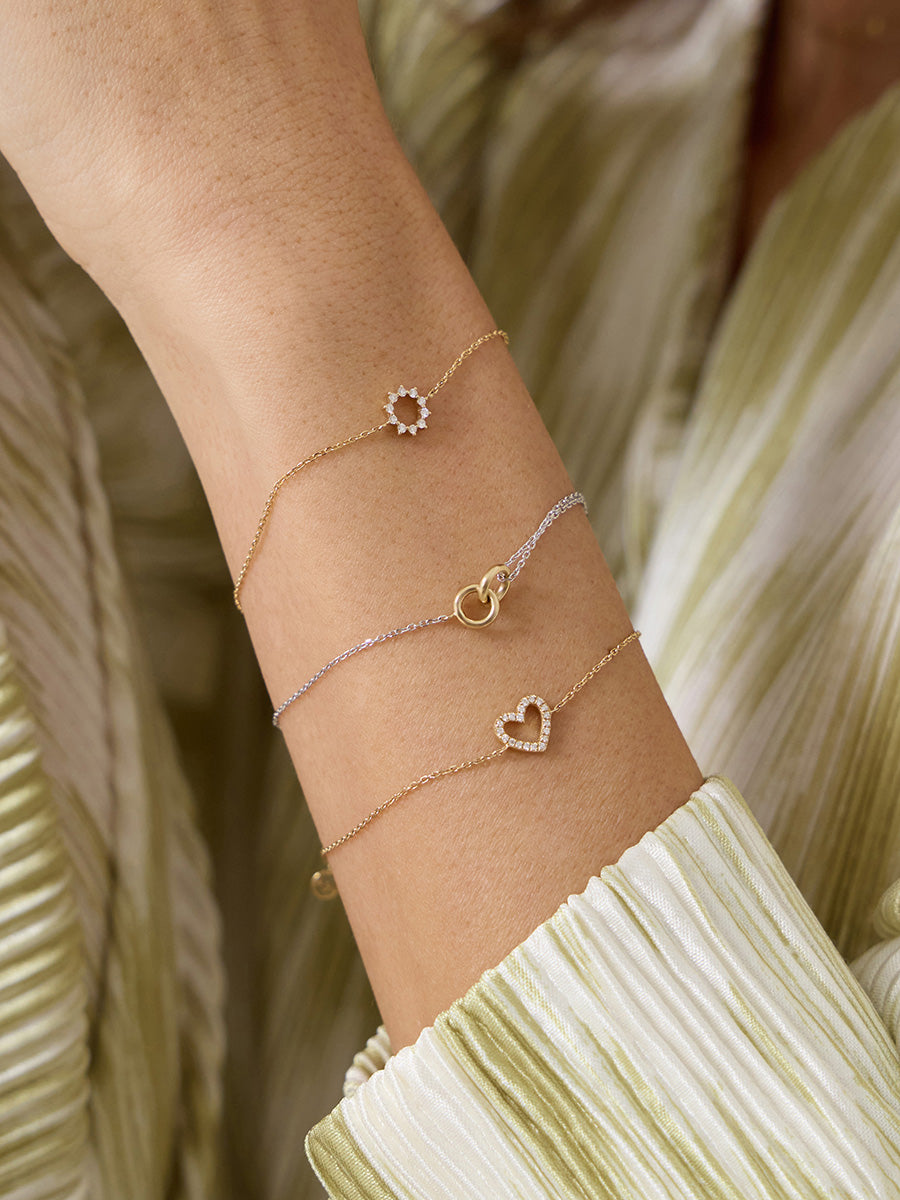 Petite Sunseeker Diamond Pave 14K Solid Gold Bracelet | Wanderlust + Co