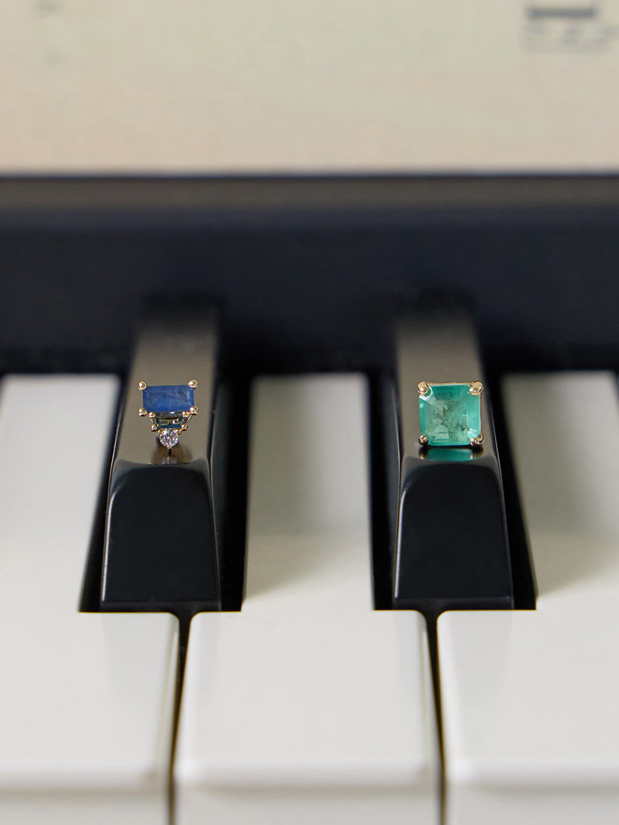 Emerald Quartz 14K Solid Gold Stud Earrings | Wanderlust + Co