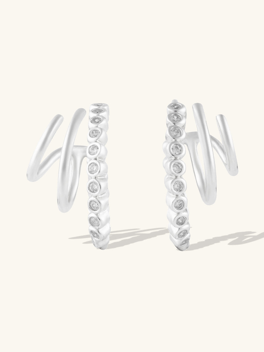 Triple Pave Silver 13mm Hoop Earrings | Wanderlust + Co