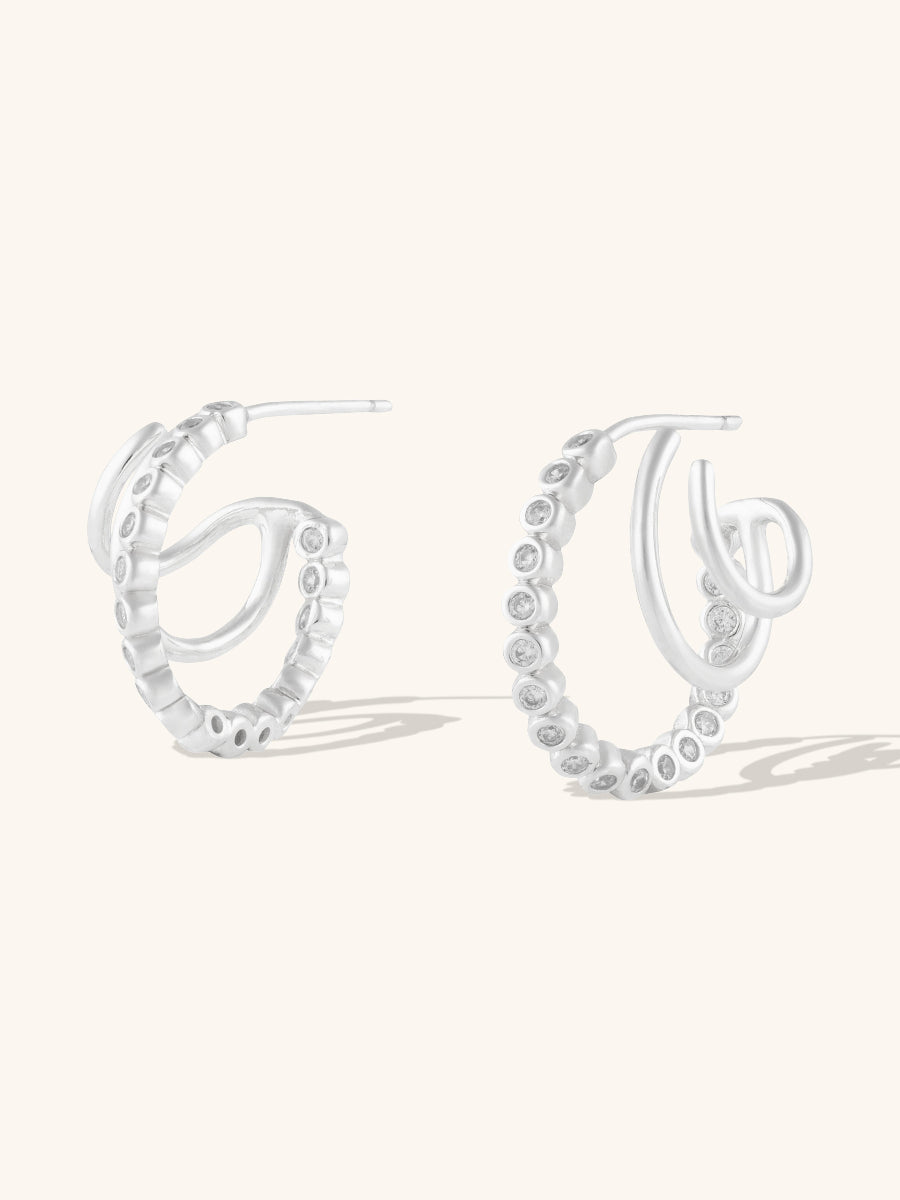Triple Pave Silver 13mm Hoop Earrings | Wanderlust + Co