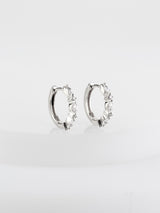 Marquise Pave Silver 11mm Huggie Earrings
