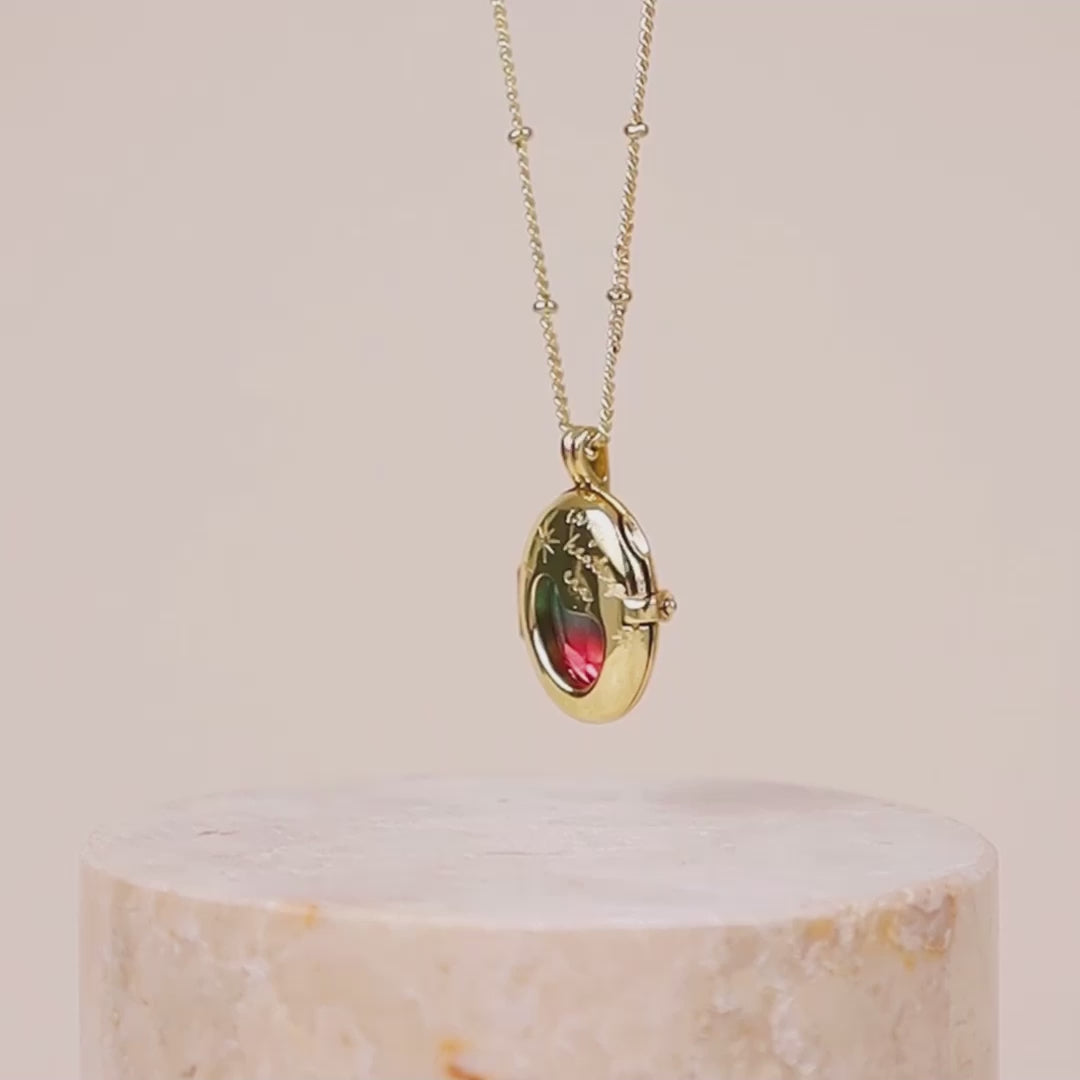 Healing Ombre Fuchsia & Turquoise Gold Locket Necklace | Wanderlust + Co