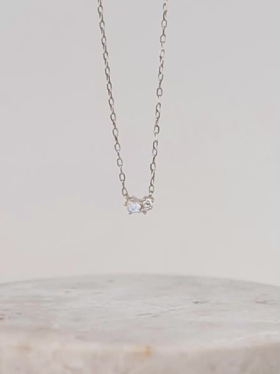 Cluster Diamond & Moonstone 14K Solid Gold Necklace | Wanderlust + Co