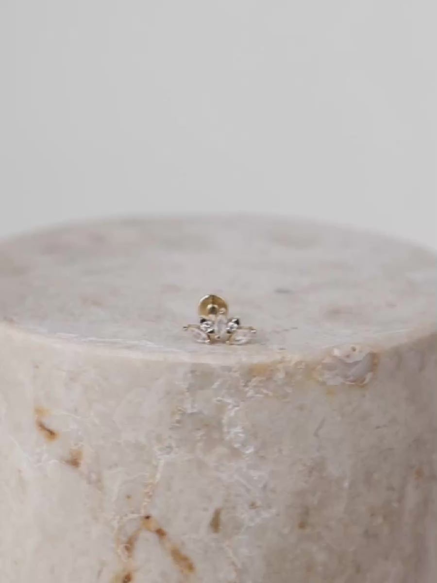 Diamond Sunrays 14K Solid Gold Flat Back Earring | Wanderlust + Co