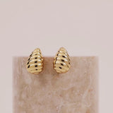 Teardrop Seashell Gold 20mm Stud Earrings | Wanderlust + Co