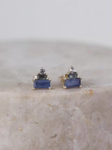 Midnight Sapphire Baguette 14K Solid Gold Earrings | Wanderlust + Co