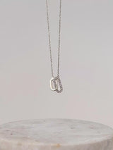 Double Link Diamond Pave 14K Solid Gold Necklace | Wanderlust + Co