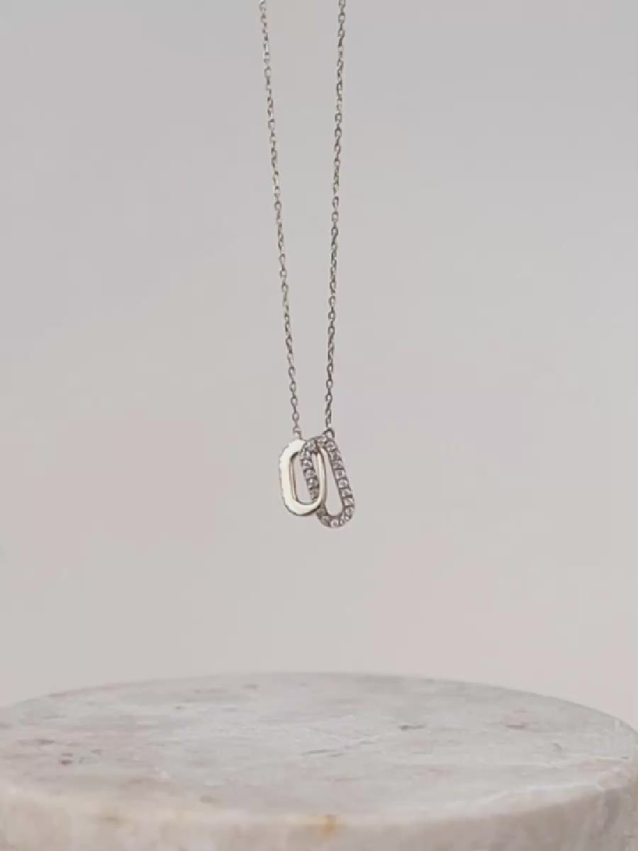 Double Link Diamond Pave 14K Solid Gold Necklace | Wanderlust + Co