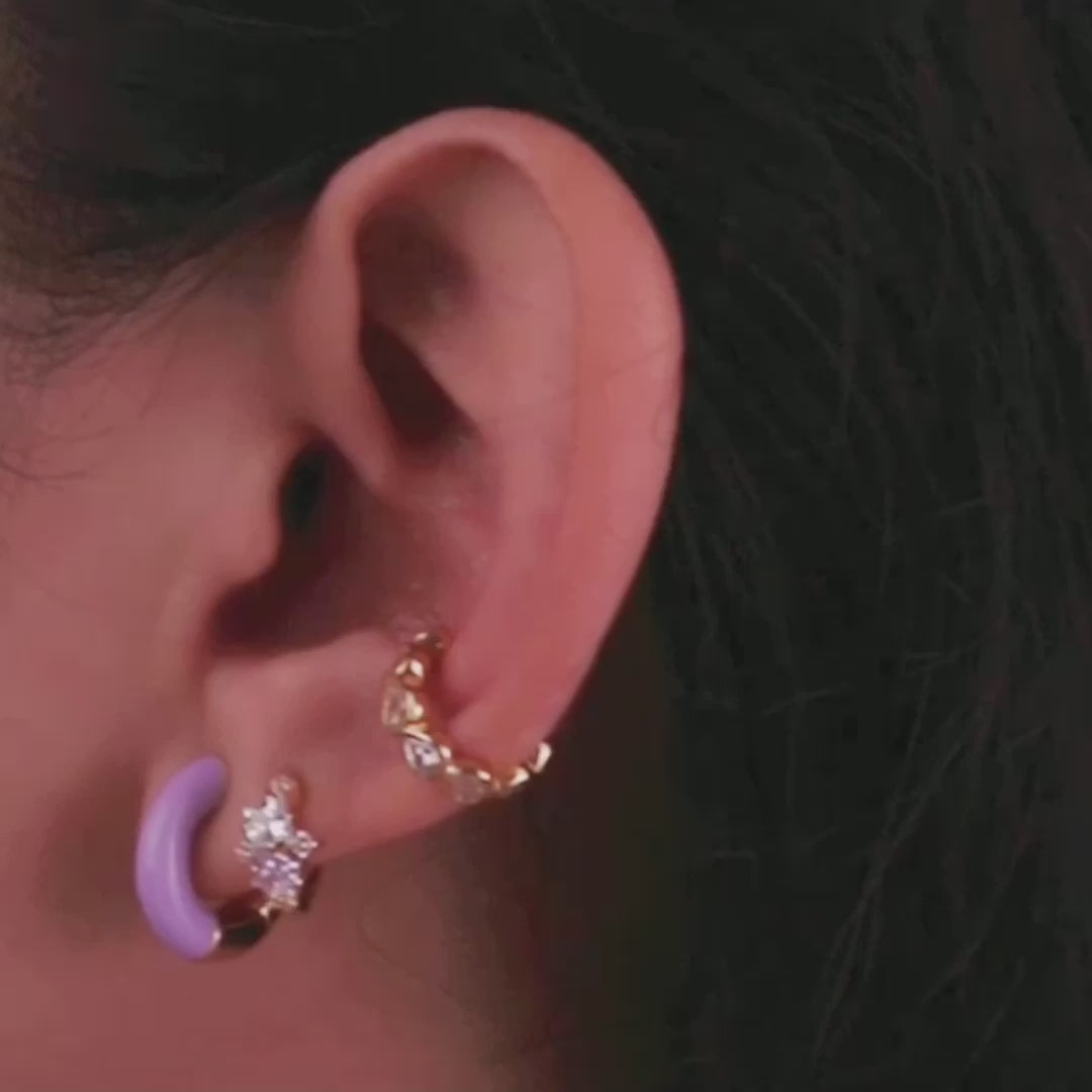 Rainbow Gem Gold 7mm Baby Huggie Earrings | Wanderlust + Co