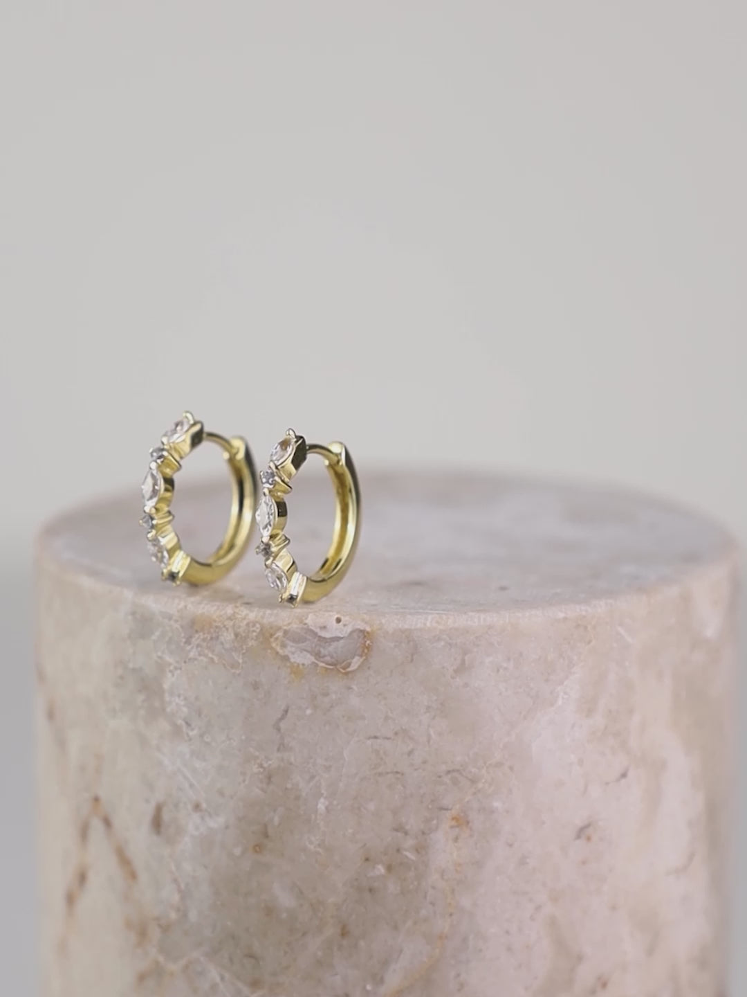 Marquise Pave Gold 11mm Huggie Earrings | Wanderlust + Co